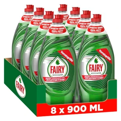 Abbildung von Fairy Ultra Konzentrat Original Handgeschirrspülmittel 8x900ml mit effektiver Formel für sauberes Geschirr, beeindruckende Fettlösekraft