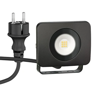 Abbildung von ledscom.de LED Gartenstrahler WEGA für Außen, IP44, Stecker, schwarz, 10 W, 935lm, Warmweiß, Led, Strahler, Aussen, Lampe, Scheinwerfer, Aussenleuchte, Beleuchtung, Balkon