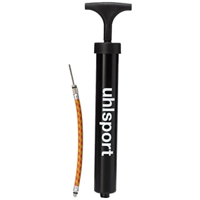 Abbildung von uhlsport Ballpumpe klein (6&quot;), für Fußball, Volleyball &amp; Co., kompakte Luftpumpe mit flexibler Verlängerung, ideale Pumpe unterwegs, 100118701, Schwarz
