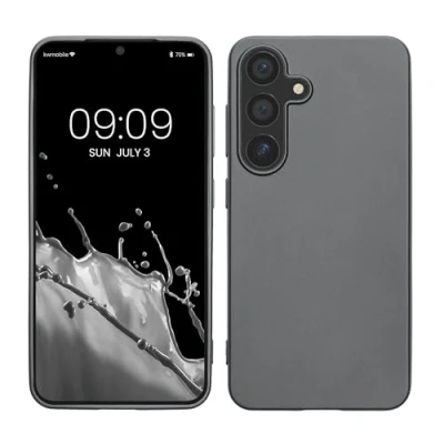 Abbildung von kwmobile Case kompatibel mit Samsung Galaxy S25 Hülle Schutzhülle aus Silikon metallisch schimmernd Handyhülle Metallic Grau