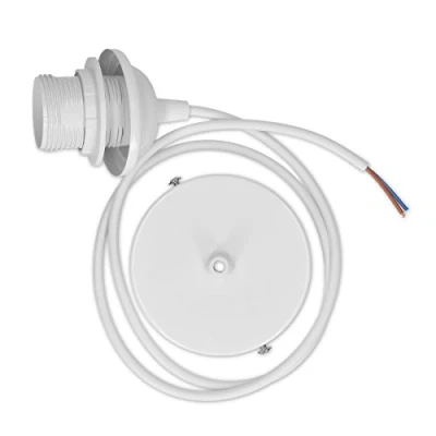 Abbildung von kwmobile E27 Lampenfassung mit Deckenbefestigung Lampenaufhängung weiß 80cm Kabel Schnurpendel Pendelleuchte Hängeleuchte Lampenschirm