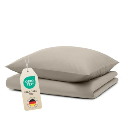 Abbildung von Blumtal Bettwäsche 135x200 cm + Kissenbezug 80x80 Oeko TEX zertifizierte Mikrofaser bügelfrei 135 x 200/Deckenbezug Taupe