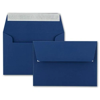 Abbildung von 50x Brief Umschläge B6 Nachtblau 12,5 x 17,5 cm Haftklebung 120 g/m² breite edle Verschluss Lasche hochwertige Einladungs