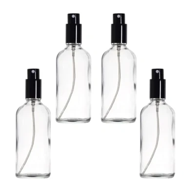 Abbildung von YIZHAO Transparent Sprühflasche Glas 100ml, Klein mit [Zerstäuber], für Ätherisches Öle,Kosmetik, Apotheker, Reinigung,Aromatherapie, Massage, Haare 4Pcs