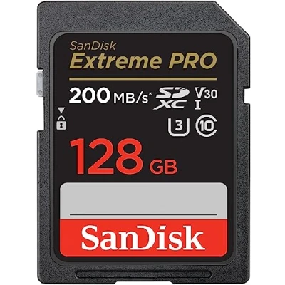 Abbildung von SanDisk Extreme PRO SDXC UHS I Speicherkarte 128 GB (V30, Übertragungsgeschwindigkeit 200 MB/s, U3, 4K UHD Videos, QuickFlow Technologie, temperaturbeständig)