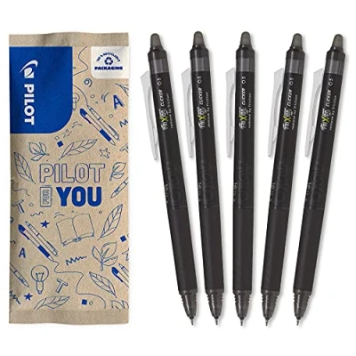 Abbildung von Pilot 5er Set Frixion Point Clicker Tintenroller 0.5 mm mit löschbarer, thermosensitiver Tinte 5x Schwarz feiner Spitze nachfüllbar Zauberstift, 1 Stück (5er Pack)