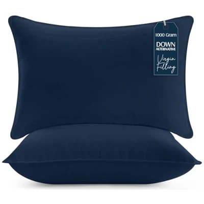 Abbildung von Utopia Bedding KopfKissen (2er Set), 50 x 70 cm Schlafkissen, Atmungsaktiv et Weich Kissen (Marineblau)