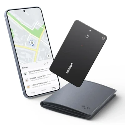 Abbildung von UGREEN FineTrack Slim S Kompatibel mit Samsung SmartThings, Rückwärtssuche des Handys, 7 Tage Verlaufsverfolgung, wiederaufladbarer Walletfinder, IP68 Wasserdicht, Bluetooth Tracker für Galaxy Handy