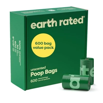 Abbildung von Earth Rated Hundekotbeutel Vorteilspackung, auslaufsichere und extra dicke Haustierkotbeutel für große kleine Hunde, Nachfüllrollen, geruchlos, 600 Stück