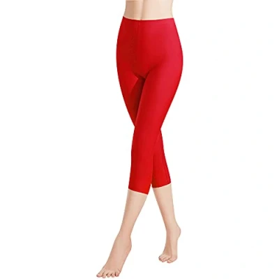 Abbildung von Libella 1er Pack Damen Leggings 3/4 Hose aus Baumwolle Capri mit Hohe Taille bunt Slim Fit Fitnesshose Mehrfarbig 4161 Rot S