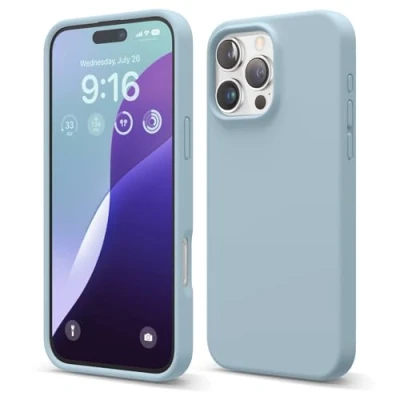 Abbildung von elago Premium Liquid Silikon Hülle Kompatibel mit iPhone 16 Pro Max Hülle, Ganzkörper Handyhülle, Stoßfest, Schlanke Kratzfester weicher Mikrofaser Innenfutter, 6.9 Zoll (Himmelblau)