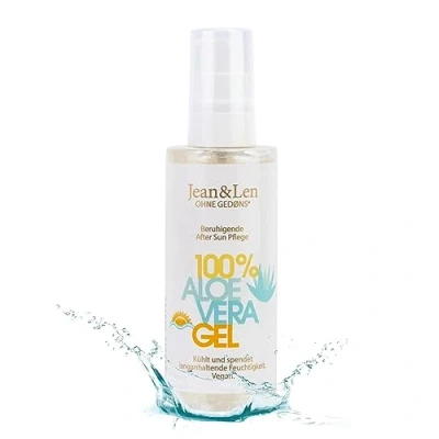 Abbildung von Jean &amp; Len Après Sun Aloe Vera Gel, Unterstützende Pflege bei Sonnenbrand, beruhigt kühlt die Haut, spendet Feuchtigkeit, ohne Silikone, Parabene, Nanopartikel Emulgatoren, vegan, 100 ml
