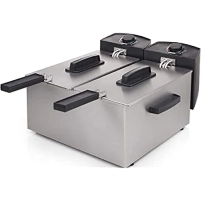 Abbildung von Princess 183123 Edelstahl Doppel Fritteuse 2 x 3 Liter (2 1800 Watt) mit Kaltzonenfunktion