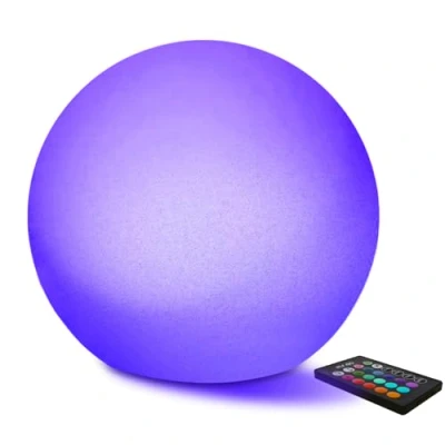 Abbildung von Mr.Go 10&quot; LED Licht Kugel Lampe, Wasserdicht Garten mit Fernbedienung, 16 Farben, Dimmbar, RGB Farbwechsel Kugelleuchte Tischleuchte, Wiederaufladbar Nachtlicht Stimmungslicht für Innen &amp; Außen