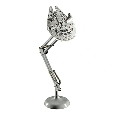 Abbildung von Star Wars Millennium Falcon Posierbare Schreibtischlampe Offiziell lizenziertes Disney Merchandise Lichtdekoration &amp; Geschenke für Männer, Grau