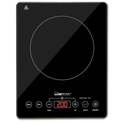 Abbildung von Clatronic® Induktionskochplatte Kochplatte mit Sekundenschneller Erhitzung durch Induktion Herd ECO Save für 55% Zeitersparnis Induktionskochfeld automatischer Topferkennung EKI 3569