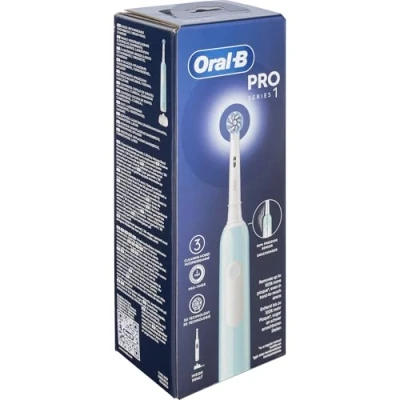 Abbildung von Oral B elektrische Zahnbürste, wiederaufladbar, Pro Series 1, Drucksensor, Akku mit langer Lebensdauer, 1 Bürstenkopf, blau, Geschenkidee
