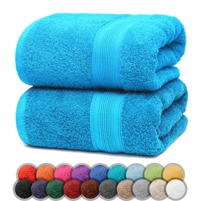 Abbildung von NatureMark 2er Pack DUSCHTÜCHER Premium Qualität 70x140cm DUSCHTUCH Dusch Handtuch Doppelpack Farbe: Türkis