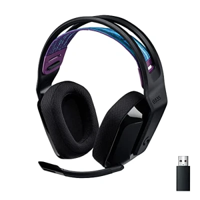 Abbildung von Logitech G535 LIGHTSPEED kabelloses Gaming Headset leichter Kopfhörer, Flip Stummschaltung, Stereo, kompatibel mit PC, PS4, PS5, wiederaufladbar über USB Schwarz