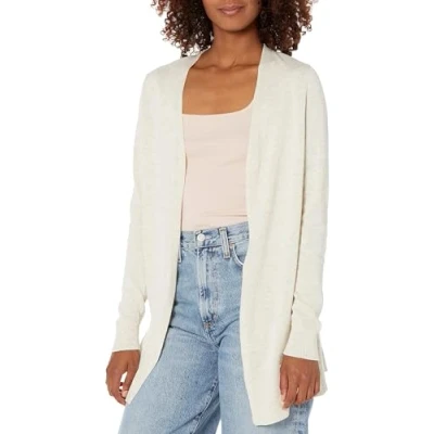 Abbildung von Amazon Essentials Damen Leichte Strickjacke, Vorne Offen (Erhältlich In Übergröße), Haferbeige Meliert, S