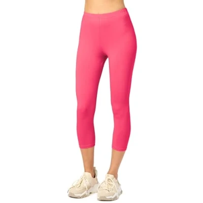 Abbildung von Merry Style Damen Leggings 3/4 aus Baumwolle mit Stretch Leichte Capri atmungsaktiver, elastischer Baumwolle, ideal für Yoga Sport Freizeit Reisen MS10 199 (Amaranth, L)