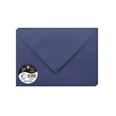 Abbildung von Clairefontaine 5642C Packung mit 20 Umschläge Pollen, Format C5, 162 x 229 mm, 120g, ideal für Korrespondenz und Einladungen, Königsblau, 1 Pack