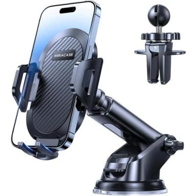 Abbildung von Miracase Handyhalterung Auto 3 in 1 KFZ Handyhalter mit Saugnapf &amp; Lüftung Universale Handy Halterung Kompatibel alle Smartphones (iPhone/Samsung/Huawei/LG/Xiaomi usw)