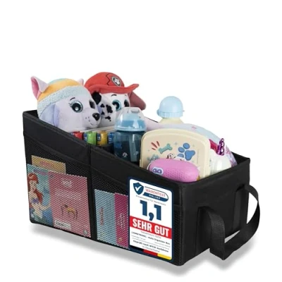 Abbildung von LIONSTRONG® Auto Organizer Box für Rücksitz &amp; Beifahrersitz schwarz [WASSERABWEISEND] Universeller Rückbank mit zwei großen Taschen Aufbewahrungsbox Zubehör (Box)