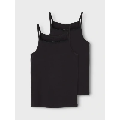 Abbildung von Name it Nkfstrap 2 PACK Unterhemd/shirt für Kinder, Größe: 122/128, Black
