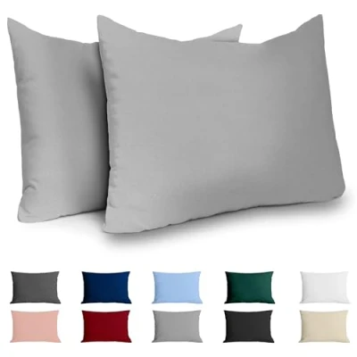 Abbildung von Dreamzie Kissenbezug 40x60 Baumwolle Renforcé (2er Set) Hellgrau Dicht gewebt mit 57 Fäden/cm² 40 x 60 Oeko Tex Zertifiziert
