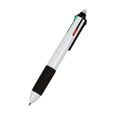 Abbildung von WEDO 2564400 256226 Vierfarb Kugelschreiber (mit Schiebemechanik und vier auswechselbaren DIN Kurz Minen im Etui) chrom/schwarz/rot/blau/grün, nur Stift