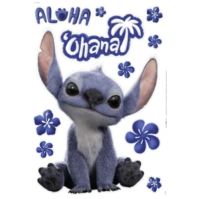 Abbildung von Komar Wandtattoo Disney Lilo and Stitch Live Action Ohana Größe 50 x 70 cm, Wandsticker, Kinderzimmer, Wanddekoration, Blau