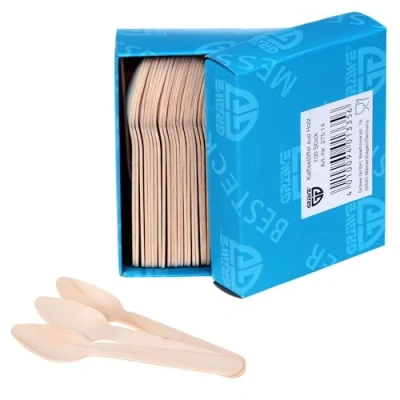 Abbildung von GRÄWE Einwegbesteck Holz Kaffeelöffel, 100 Stück, Holzbesteck, umweltfreundlich aus Holz, biologisch abbaubar