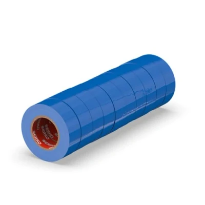 Abbildung von ERKO Isolierband Blau 15mm x 10m PVC Set 10 Stück Elektrische Leitungen Reparatur, Hochflexibel mit starker Klebekraft, Chemiebeständig, Wasserfest, Klebeband