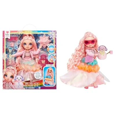 Abbildung von Rainbow High Winter Wonderland Bella (Pink) 28 cm Modepuppe, mit Verstecktem Magischem Schnee, der Sich Wasser Aufbauscht, Schneemann Set, Geeignet für Kinder von 4 12 Jahre und Sammler