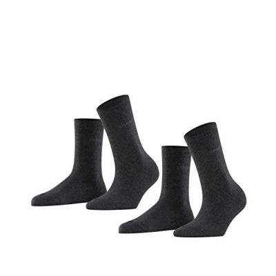 Abbildung von ESPRIT Damen Socken Uni 2 Pack W SO Baumwolle einfarbig Paar, Grau (Anthracite Melange 3080), 39 42