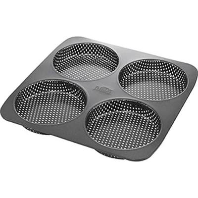 Abbildung von Birkmann, Laib &amp; Seele, Burger Brötchenblech, perforierte Backform aus Karbonstahl für 4 Buns, mit Antihaftbeschichtung und Rezept, 210387