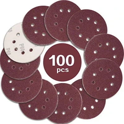 Abbildung von STEBRUAM 100 Stück Schleifpapier 125mm Klett 60 körnung,Profi 125 Schleifscheiben Rund 8 Loch für Exzenterschleifer