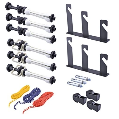 Abbildung von NEEWER Fotografie 3 Rollen Wandmontage Manuelle Hintergrund Unterstützung System mit 2 x Tri Fold Haken, 6 Expand Bar, Kette, Tragfähigkeit pro Rolle: 22lb/10kg