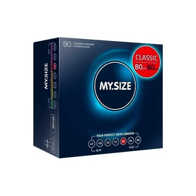 Abbildung von MY.SIZE Classic Kondome Größe 5 I 60 mm Breite 80 Stück Megapackung Premium extra dünn gefühlsecht hauchzart dünne 0,07 Wandstärke vegan Condoms for men