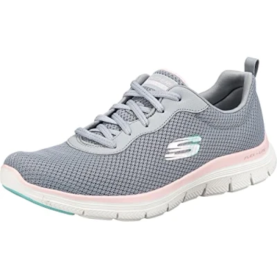 Abbildung von Skechers Damen Flex Appeal 4.0 Brilliant View Sneaker, Gray Mesh Light Pink Trim, 36 EU