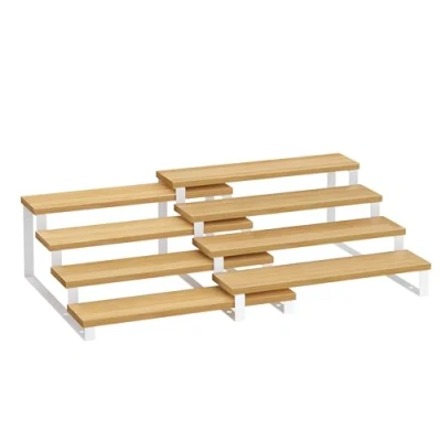 Abbildung von SONGMICS Gewürzregale, Küchenregale stehend, Küchen Organizer, 2er Set, Holzwerkstoff, je 4 Ablagen, ausziehbar, stapelbar, für Speisekammer, Arbeitsplatte, naturbeige wolkenweiß KCS216N02
