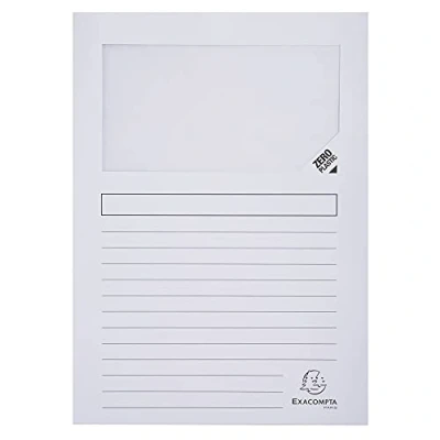 Abbildung von Exacompta 50110E Fenstermappen Packung, 100 Stück, mit Organisationsdruck aus Recycling Karton 120 g, forever, Din A4, weiß