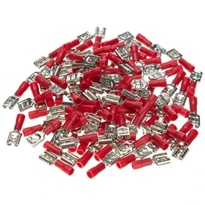 Abbildung von Goobay 17004 Flachsteckhülsen 100er Set / Steckmaß 6,4 x 0,8 mm Steckverbinder bis 15A Flachstecker teilisoliert Kabelverbinder für max. 2,5 mm² Kabelschuh Blau