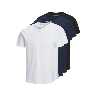 Abbildung von Jack &amp; Jones Jjeorganic TEE Oneck 5 PACK Tshirt basic, Herren, Größe: XS, Black/white/navy