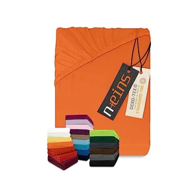 Abbildung von npluseins klassisches Jersey Spannbetttuch vielen Farben + Größen 100% Baumwolle 159.192, 90 100 x 200 cm, terrakotta