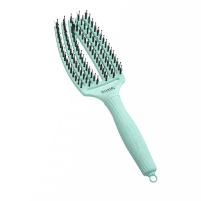 Abbildung von Olivia Garden Fingerbrush Care Iconic Medium Mint Detangler Bürste mit Wildschweinborsten &amp; Nylon für gesundes und glänzendes Haar