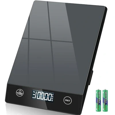Abbildung von Küchenwaage Digital 10KG Küchenwaagen Glas Digitale Waage Wasserdicht Elektronische Haushaltswaage zum Backen, Tara Funktion, Touch Taste, 1g Genaue Grau