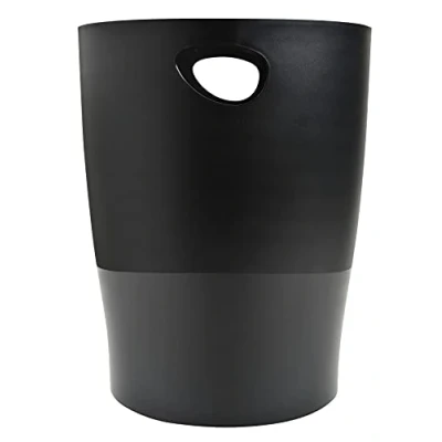 Abbildung von Exacompta 453014D ECOBIN Papierkorb EcoBlack 15 Liter mit Griffen. Eleganter und robuster Mülleimer im modernen Design schwarz Blauer Engel