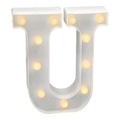 Abbildung von JANDEI Warmes Licht LED Zahlen und Buchstaben für Dekoration Atmosphäre, leuchtendes Herz, Nachtlichter, Geburtstage, Hochzeiten, Schaufenster. Sie funktionieren mit AA Batterien (U)